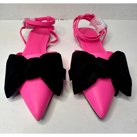 AAJ By Aminah Women's Sudana Bow Detail Ankle Strap Flats Pink Size 7.5 NEW - Picture 3 of 8